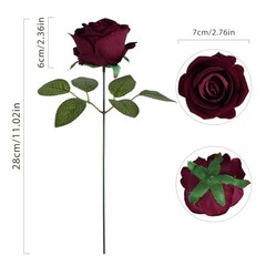 Artificial Flowers Velvet Roses 25 PCS Real Look Silk Flowers with Burgundy