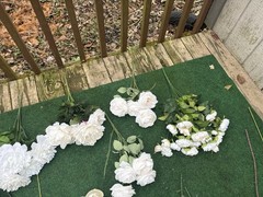 Huge Lot Bundle Of Cream Ivory White Roses Peony Magnolia Long Stem Real Touch