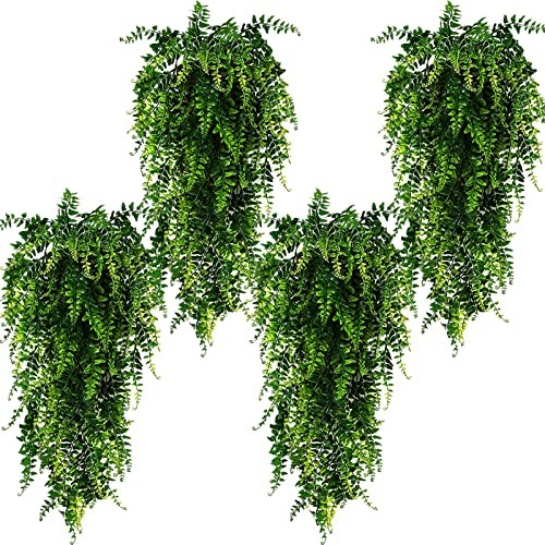 Hanging Fake Plants,4 Pcs Faux Eucalyptus Greenery Vine Plant Faux Plants