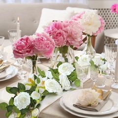 15.5Ft Artificial Rose Vine Fake Flower Garland Floral Garland Faux 2Pcs White