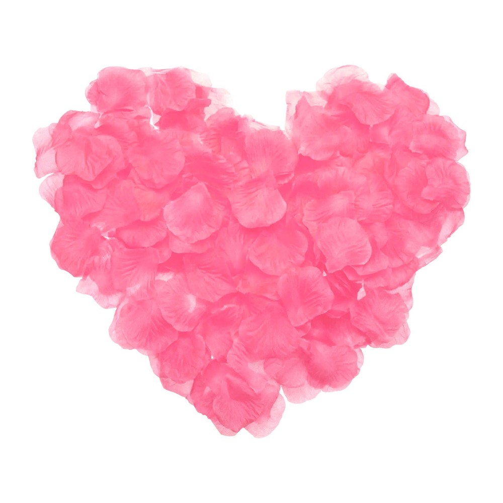 500pcs Artificial Rose Petals Fake Silk Flower Petals for Wedding, Bright Pink