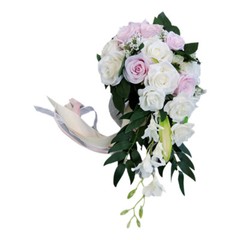 Bridal Artificial Rose Bouquet Silk Flowers Bridesmaid Drop Shape Decor