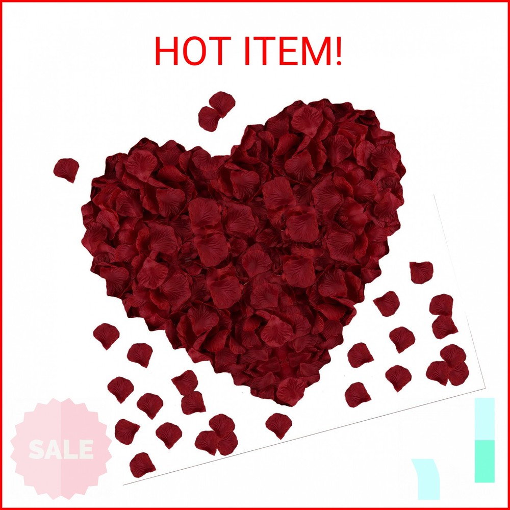 AWCCXMYM 1000PCS Wine Red Fake Rose Petals for Romantic Night Romantic Festive A