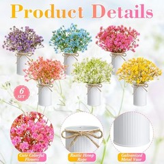 6 Set Babys Breath Artificial Flowers Centerpieces for Tables Gypsophila Faux