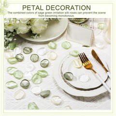 600pcs Silk Rose Petals Gold Yarn Flower Petals for Wedding Flower Sage Green