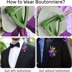 Wrist Corsage and Boutonniere Set, 1 Set Small Rose Purple Hand Flower for Prom