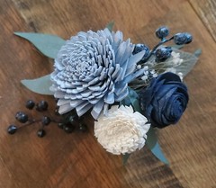 Dusty Blue Navy White Bridal Cascading Bouquet Bride Sola Wood Wedding Flowers