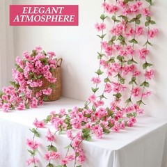 Pcs 92.5 FT Artificial Cherry Blossom Flower Vines Bulk Faux 12 Rose Red