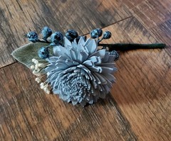 Navy Dusty Blue White Bridal Bouquet Sola Wood Eucalyptus Cascade Bridesmaid