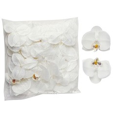 20 WHITE 4″ Faux SILK ORCHID FLOWER Heads Wedding Party Events Home Decorations