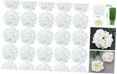 30 Pcs Silk Hydrangea Heads Artificial Flowers Heads and Stems Fake Pure White