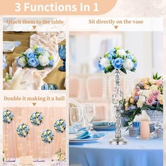Flower Centerpieces for Wedding Tables: 10 Pcs Blue & White Artificial Flower…