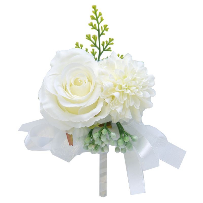 Handmade Bridal Groom Wedding Boutonniere Pin Artificial Rose Sunflower Fake Ber