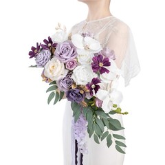Ling’s Moment Purple Bridal Bouquet Cascading, Lilac Wedding Bouquets for Bri…