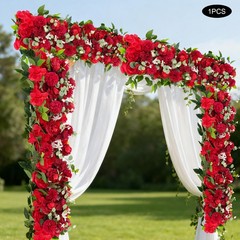 Red Artificial Flower Row for Home Party Wedding Flower Wall Decor Supplies