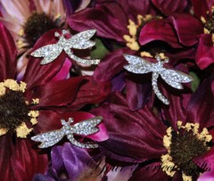3 Crystal Rhinestone Dragonfly Bouquet Jewelry Silver BJ005