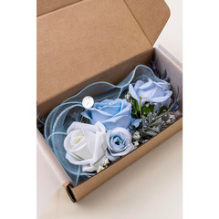 6.3 In. H Blue Corsage and Boutonniere Set for Weddings, Proms, and Parties