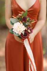 Ling’s Moment Artificial Flowers Terracotta Bridesmaid Bouquet Set of 6, Fall…