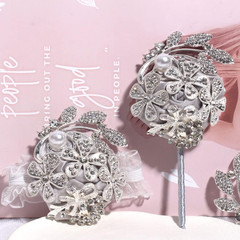 Wrist Corsage with Peal and Rhinestone Corsage and Boutonniere Set for Wedding,P