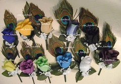 Peacock feather Rose Pin Boutonniere~Pin Corsage~your choice~Groom~Prom~Wedding