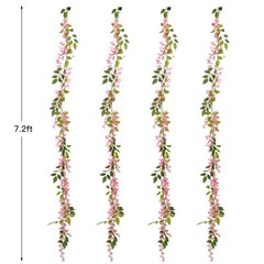 Lvydec Wisteria Artificial Flowers Garland, 4 Pcs Total 28.8ft 28.8ft, Pink