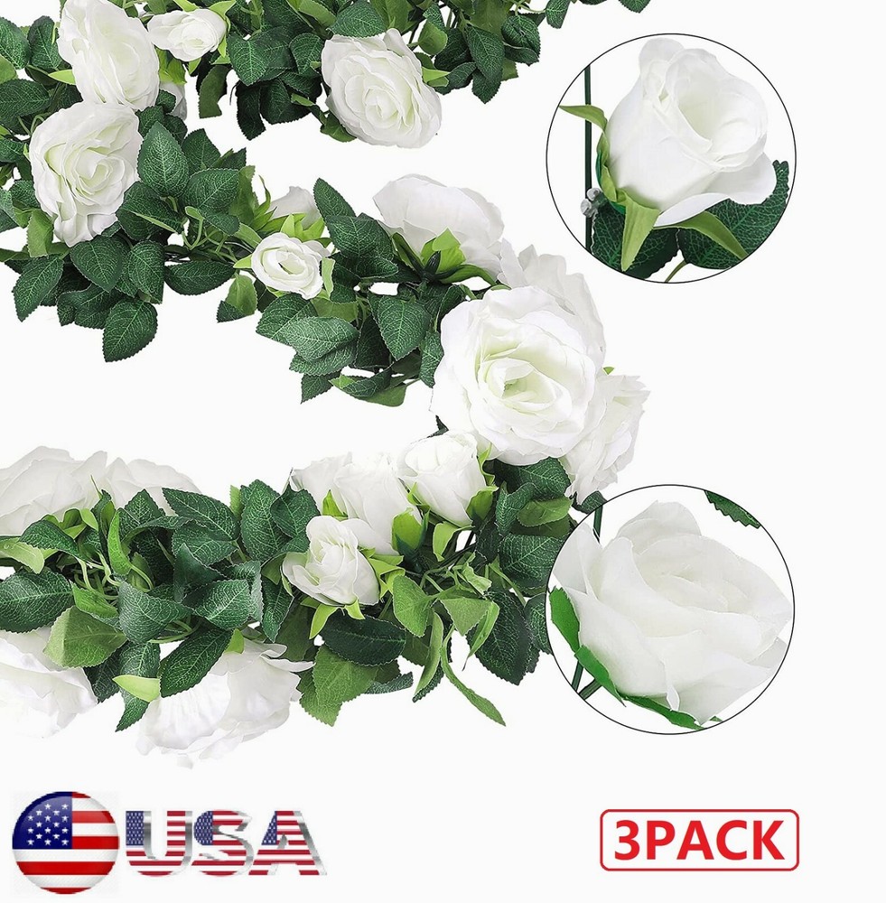 7.5ft Artificial Rose Garlands Fake Silk Flowers Hanging Vines Wedding Party US