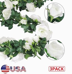 7.5ft Artificial Rose Garlands Fake Silk Flowers Hanging Vines Wedding Party US