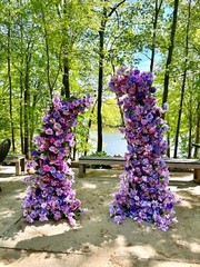 Purple Rose Hyacinth 5D Flowers Arrangement Decor Horn Arch Wedding Backdrop