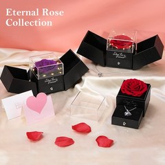 Emibele Preserved Real Purple Rose with Small, + S925 Necklace