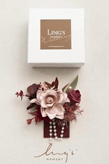 Ling’s Moment Pocket Boutonniere Single for Men Groom for Wedding Burg/dusty Ros