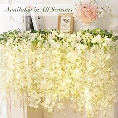 40 Pack Wisteria Hanging Flowers, Fake Flowers for Decoration, 40 Pcs White