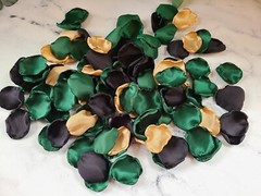 Emerald Green Rose Petals Gold Black Flower Girl Petals Fall Wedding Decor We Do