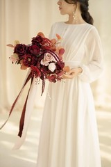 Ling’s Moment 11″ Black and Dusty Rose Wedding Bouquets for Bride – NO RIBBON