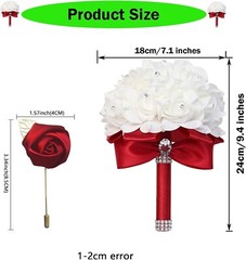 Ramo de novia: rosas artificiales para novia y damas de honor con cintas suaves