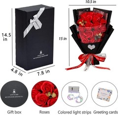 Preserved Red Rose Flowers with Love Necklace Gifts for Women Mom Birthday Prom