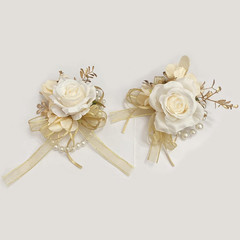 Corsage and Boutonniere Set, Handmade Artificial Peony Rose Wrist Corsage Wristl