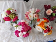 Custom Beautiful And Made White, pink Dark Pink Peonies Bridal Wedding Bouquet