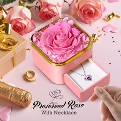Mothers Day Flowers Roses Gifts for Mom – Preserved Real Blue 24 inches, PINK