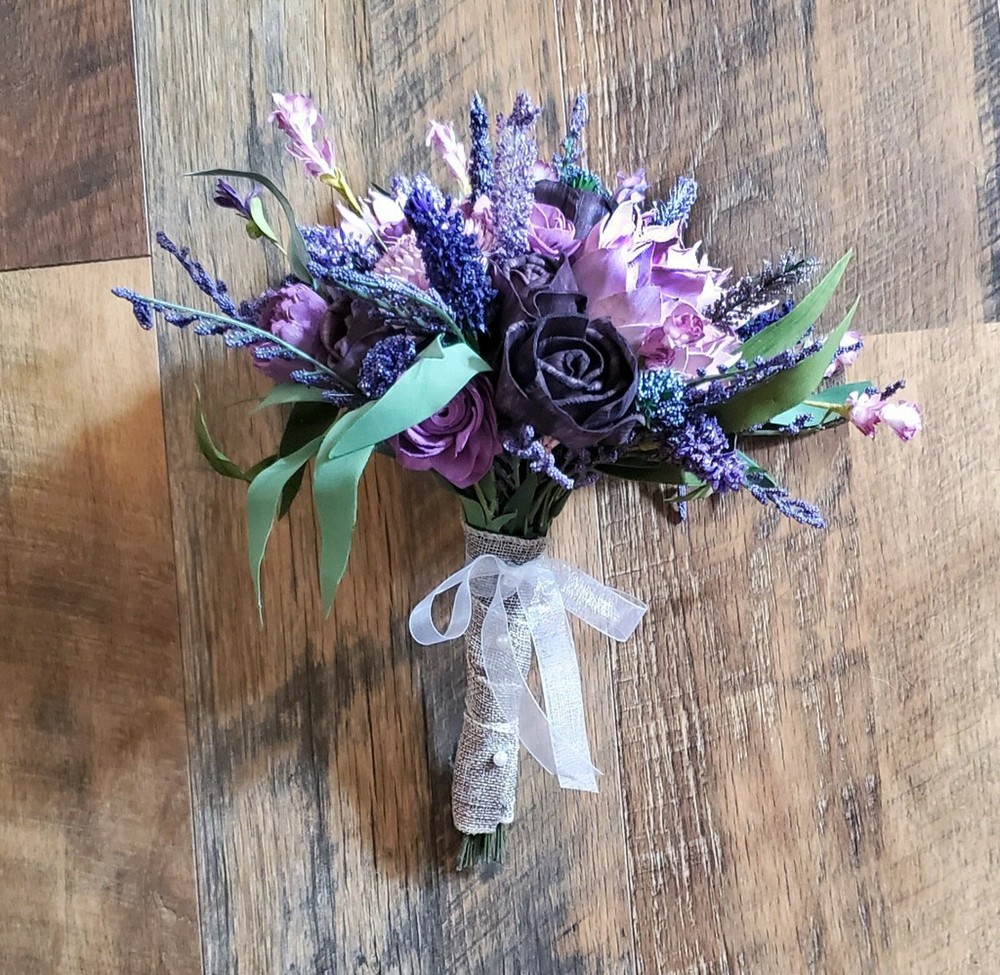 Purple & Lavender Wildflower Bridal Bouquet Sola Wood Bridesmaid Wedding Flowers