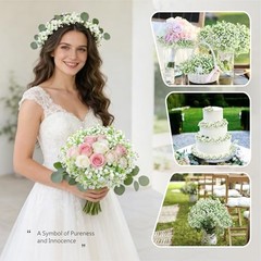 Pcs Babys Breath Artificial Flowers Bulk, White Real Touch Faux Baby Breath 60