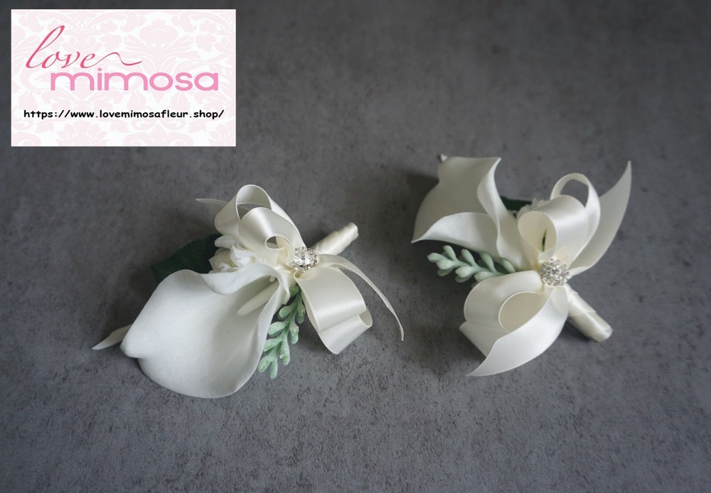 Wrist Corsage Ivory Calla Lily Ivory Ribbon Corsage Wedding Flower Accessories