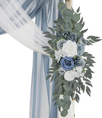 Dusty Blue Wedding Arch Flowers & Drapes Kit – 4 Pack for Ceremony Decor