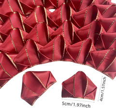 100 Pcs Gold Edge Silk Ribbon Rose Petals Pre-Made Glitter Shimmering Flowers fo