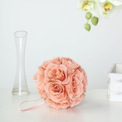 2 DUSTY ROSE 7″ Silk Roses Flowers Kissing Balls Wedding Events Centerpieces