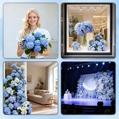 pcs Hydrangea，Artificial Hydrangea Flowers，Latex Real Touch 3 Blue