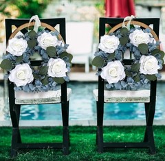 Artificial Flower Candle Ring 12″ w/6″ Inner Rose Floral Wreaths 2 Pack Blue