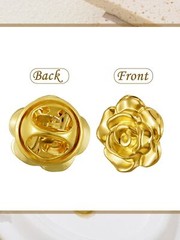 16 Pcs Gold Tone Lapel Pins Brooch for Men Suit,metal Rose Flower Brooch Pins…