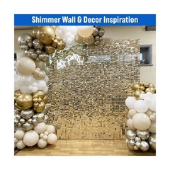 48 Pcs Light Gold Shimmer Wall Backdrop Panels for Birthday Decorations, 8×6 …