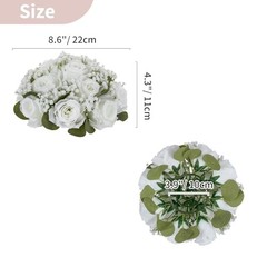 Baby Breath Flower Balls: 8.6 inch Diameter Artificial Rose Fake 2 Pcs White