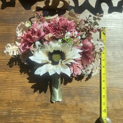 Bridal Wedding Bouquet Hand made Budget Friendly Faux Flowers White Pink Green